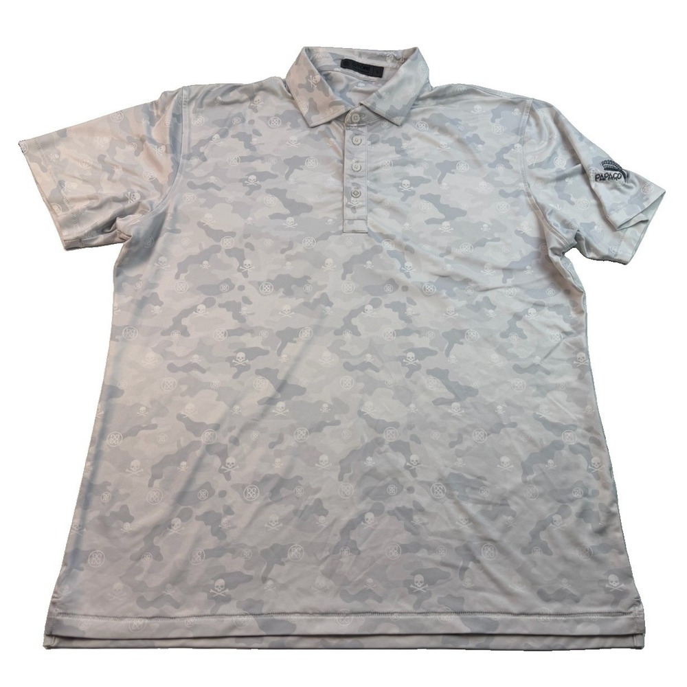 G/FORE Icon Camo Golf Polo Sz Large Papago Golf Club Skull Performance Shirt